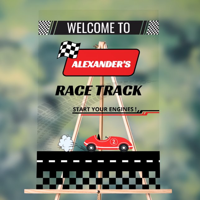 Two Fast retro red race car boy birthday welcome Acrylic Sign (Creator Uploaded)