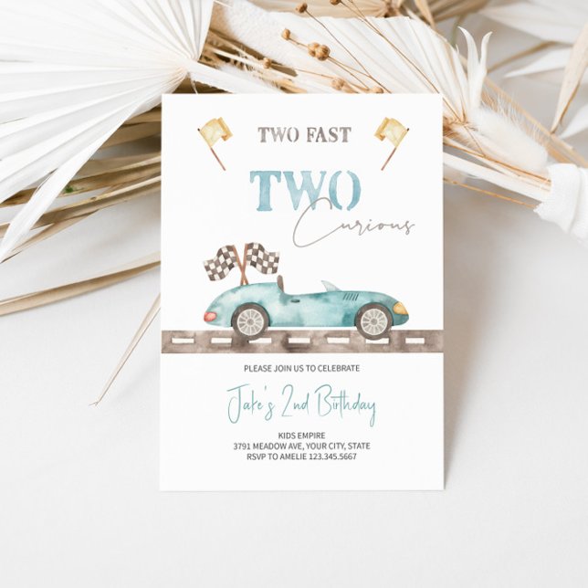TWO Fast TWO Curious Race Car Birthday Invitation  (Creator Uploaded)