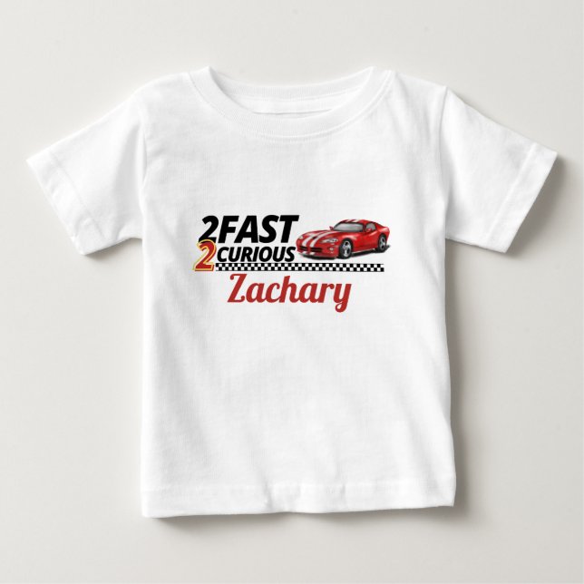 Two Fast Two Curious Vintage Birthday Baby T-Shirt (Front)