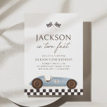 Two Fast Vintage Race Car Boy 2nd Birthday Invitation<br><div class="desc">Celebrate your fast and furious two year old with this race car themed birthday invitation!</div>