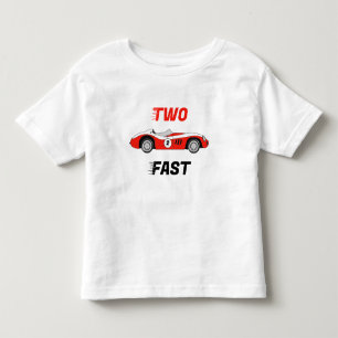 Two Fast Vintage Red Race Car Boy 2nd Birthday Toddler T-Shirt