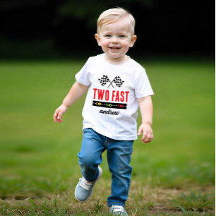 Two Fast White Race Car Baby T-Shirt