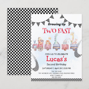 Two Fast wild Safari race car 2nd Birthday Party Postcard