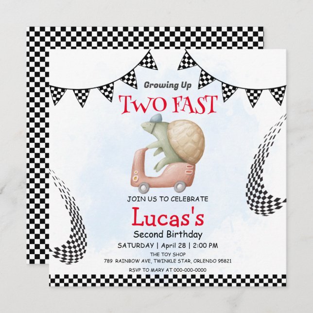 Two Fast wild turtle bicycle 2nd Birthday Party  (Front/Back)