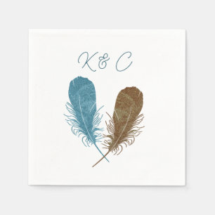 Two Feathers Initials Wedding Napkin