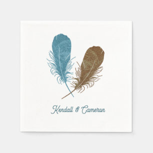 Two Feathers Wedding Napkin