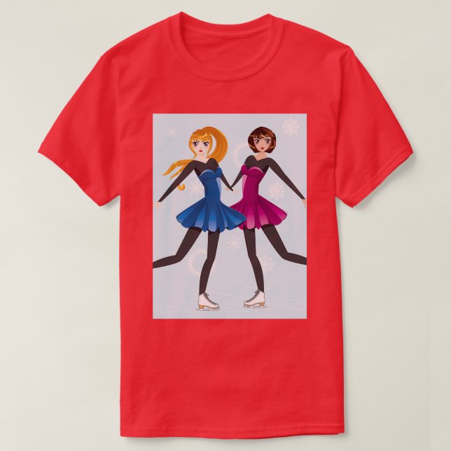 Two female figure skaters T-Shirt (Design Front)