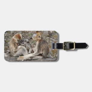 Two female Golden Monkeys with newborns Luggage Tag