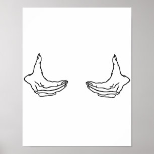 Two Female Hands Holding Chest Outline Poster
