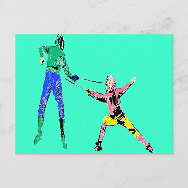 TWO FENCERS POSTCARD (Front)