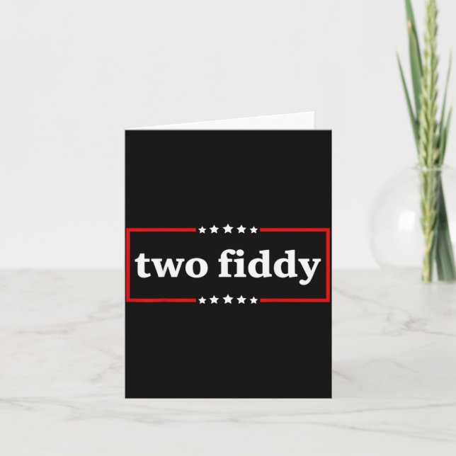 Two Fiddy Funny Meme Vintage Distressed Humour Card (Front)