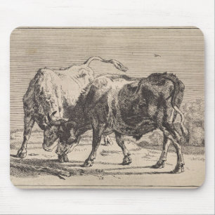 Two Fighting Bulls (by Paulus Potter) Mouse Mat