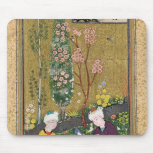 Two Figures Reading and Relaxing in an Orchard Mouse Mat