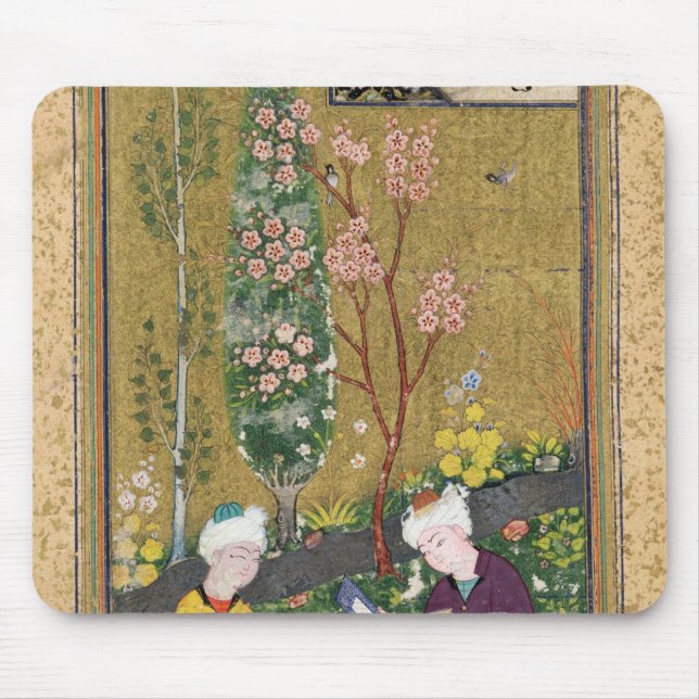 Two Figures Reading and Relaxing in an Orchard Mouse Mat (Front)