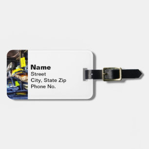 Two Firefighter's Helmets Inside Fire Truck Luggage Tag