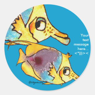 Two Fish Blue Butterflyfish Personalised Stickers