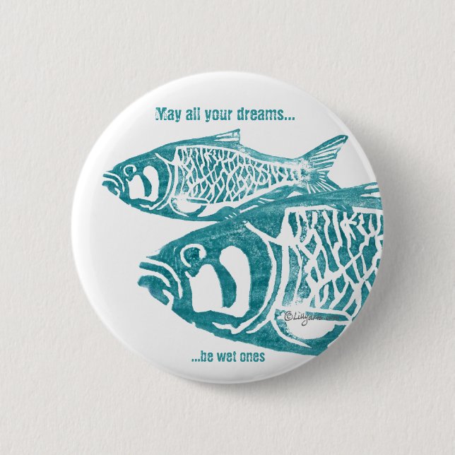 Two Fish Blue Personalised Pins (Front)