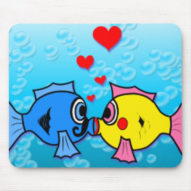 Two Fish Kissing, Underwater Scene Mouse Mat (Front)