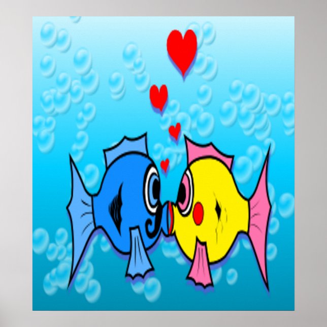 Two Fish Kissing, Underwater Scene Poster (Front)