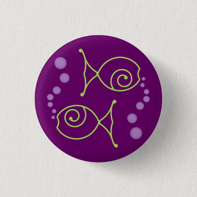 Two Fish With Bubbles 3 Cm Round Badge (Front)