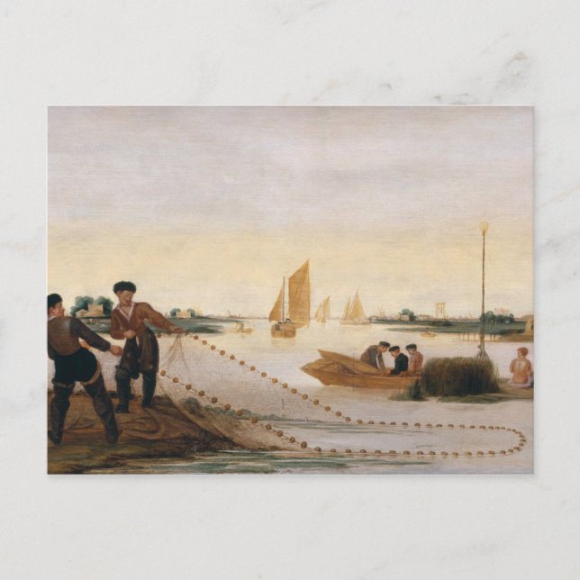 Two Fishermen Pulling in their Nets Postcard (Front)