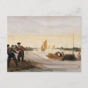 Two Fishermen Pulling in their Nets Postcard