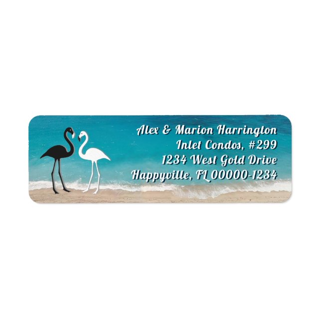 Two Flamingos Ocean Address Labels (Front)
