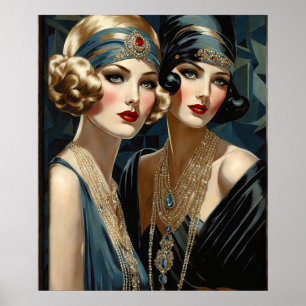 Two Flappers With Off Shoulder Dresses Poster