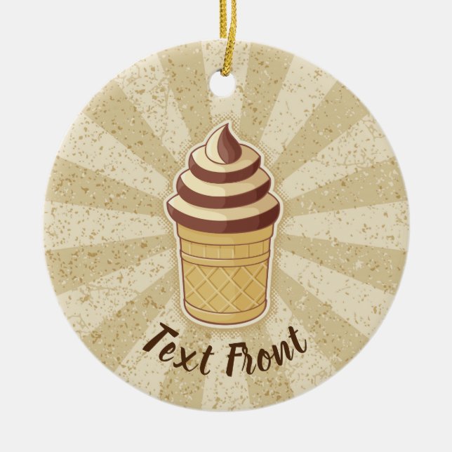 Two Flavours Ice Cream Cup Ceramic Tree Decoration (Front)