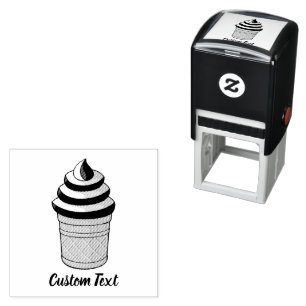 Two Flavours Ice Cream Cup Self-inking Stamp