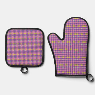Two Flowers Diamonds Oven Mitt & Pot Holder Set