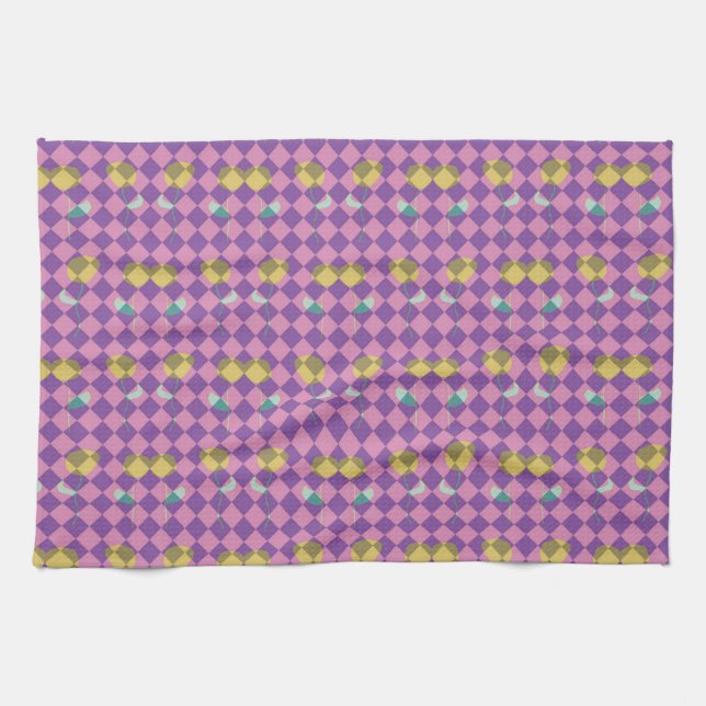 Two Flowers Diamonds Tea Towel (Horizontal)