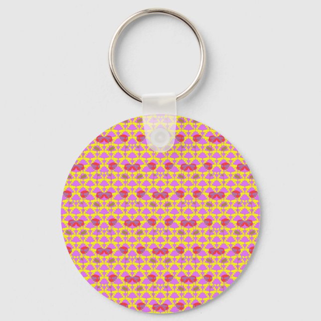 Two Flowers Roses Key Ring (Front)