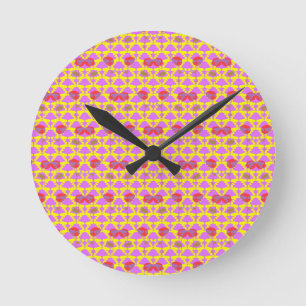 Two Flowers Roses Round Clock