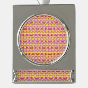 Two Flowers Roses Silver Plated Banner Ornament