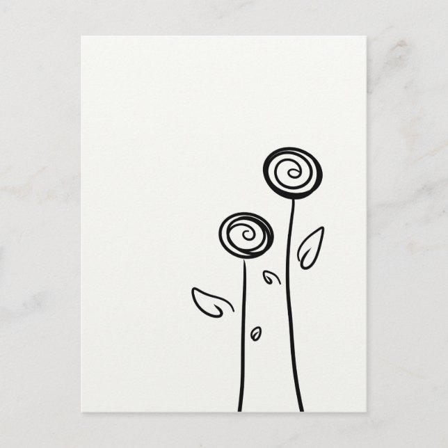 Two Flowers Simple Line Drawing Postcard (Front)