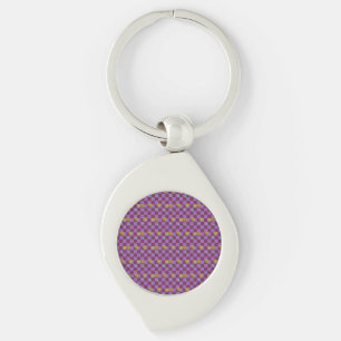 Two Flowers Squares Key Ring