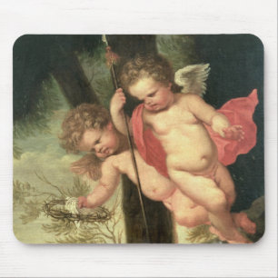 Two Flying Cherubs, holding the Crown of Thorns an Mouse Mat