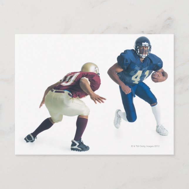 two football players from opposing teams are postcard (Front)
