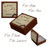 Two Footprints in the Sand keepsake Gift Box<br><div class="desc">Love on the Beach. Two footprints in the sand align as in a kiss. Customize this wooden keepsake gift box with the names of lovers for a truly unique and romantic wedding or anniversary gift. It is also a loving gift for your husband, wife, partner or lover. This image is...</div>