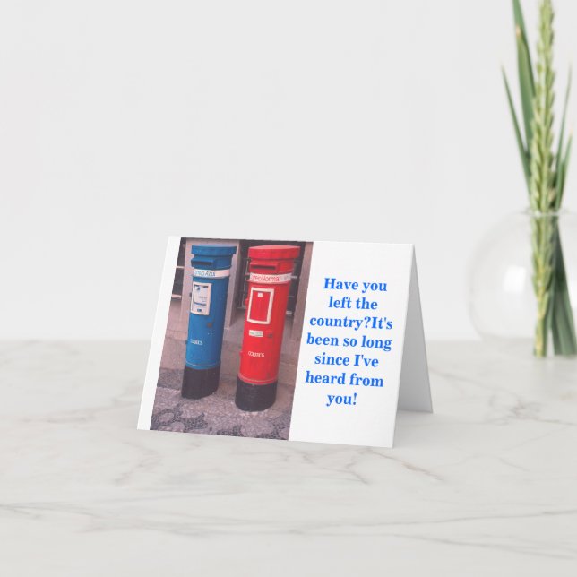 TWO (FOREIGN) MAILBOXES ON STREET CORNER CARD (Front)