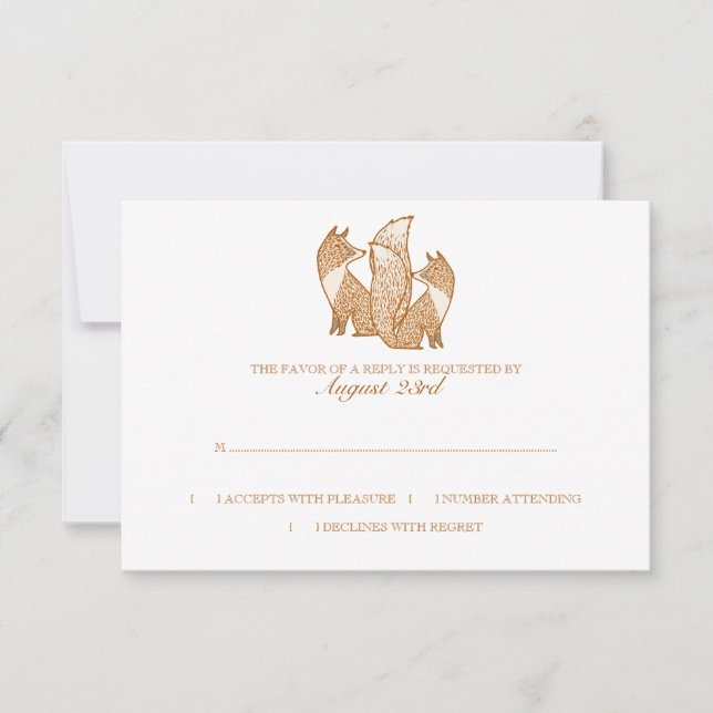 Two Foxes Wedding Invitation rsvp (Front)