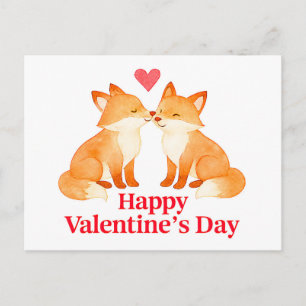Two Foxes with Heart – Valentine’s Day Illustratio Postcard