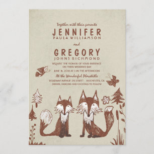 Two Foxes Woodland Wedding Invitation