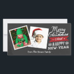 Two Framed Merry Christmas Chalkboard Holiday Card<br><div class="desc">Chalkboard (faux) themed two photo template themed Christmas and new year holiday cards from Ricaso - easy to personalise with your own photograph and greeting</div>