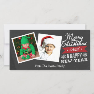 Two Framed Merry Christmas Chalkboard Holiday Card