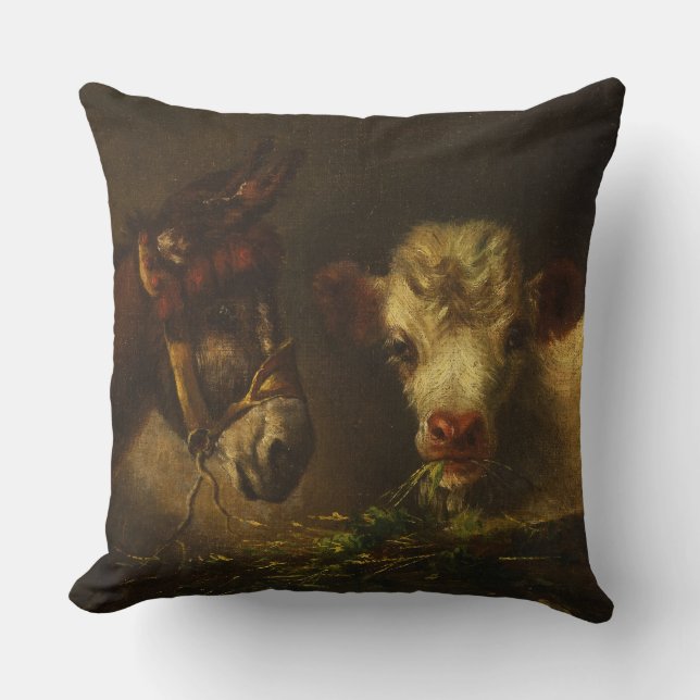 Two Friends (Donkey and Lamb) (Farm Animals) Cushion (Front)