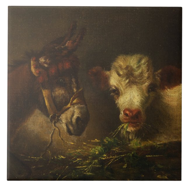Two Friends (Donkey and Lamb) (Farm Animals) Tile (Front)