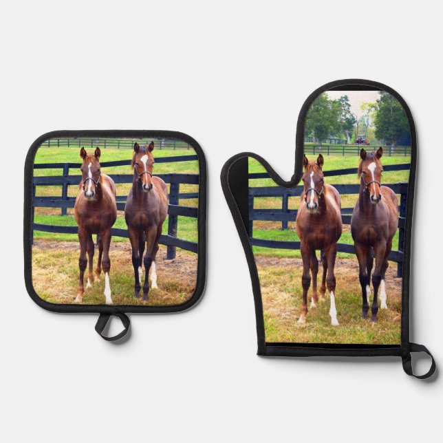 Two Friends Oven Mitt & Pot Holder Set (Front)