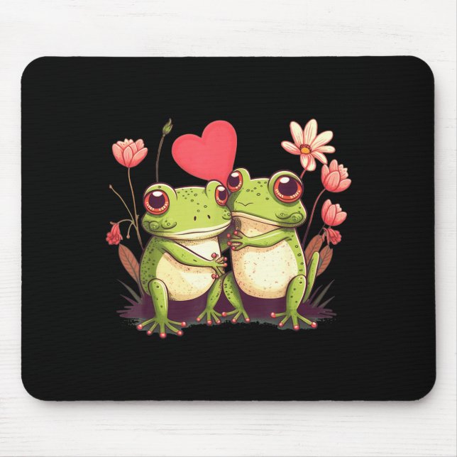 Two Frogs Valentines Day Love On Couple Frog  Mouse Mat (Front)